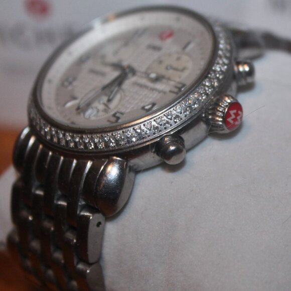 $1845 Michele CSX Diamond Bezel Chronograph Watch w Box Extra Links & Batteries main image 10